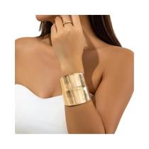 Pulseira Vintage Dourada Aberta Larga Para Mulheres IngeSight Punk Joia De Mão Longa De Metal Liso