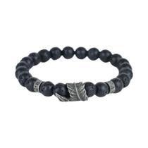 Pulseira Vintage Masculina Com Plumas, Mantra Em Sânscrito, Yoga, Meditação, Cura, Pedra De Lava