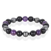 Pulseira West Coast Jewelry Amethyst Stone com ônix e hematita