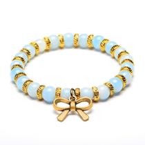 Pulseira West Coast Jewelry com Pingente Gravata Borboleta - Jade Azul Claro