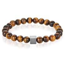 Pulseira West Coast Jewelry Tiger Eye Stone com cubo de hematita