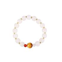 Pulseira White Jade Pumpkin Bead com espaçadores dourados para mulheres