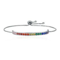 Pulseira Wokex Banhada a Prata com Pingente de Corrente Arco-Íris - Para Mulheres