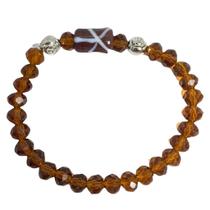 Pulseira Xangô Firma Marron Cristal E Silicone