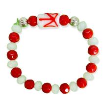 Pulseira Xango Firma Vermelho E Branco Cristal E Silicone