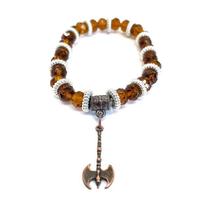 Pulseira Xangô Marrom Machado Cristal E Silicone Pulseira Xangô Marrom Machado Cristal E Silicone