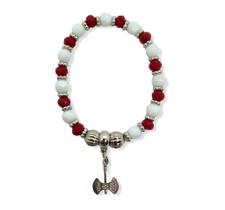 pulseira xango vermelho e branco cristal silicone e pingente pulseira xango vermelho e branco cristal silicone e pingente