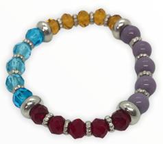 Pulseira Yabás Cristal Colorida E Silicone