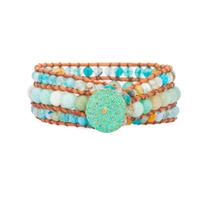 Pulseira YGLINE Boho Wrap Natural Stone Amazonite Agate