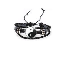 Pulseira Yin Yang Preto e Branco Taoísmo Zen Budismo Unissex Ajustável Pulseira Yin Yang Preto e Branco Taoísmo Zen Budismo Unissex Ajustável