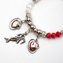 Pulseira Zé Pelintra 2 Chapéus Prata Cristal Silicone