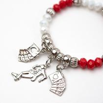 Pulseira Zé Pelintra Baralho Niquelado Cristal Silicone