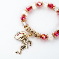 Pulseira Zé Pelintra Dourada Chapéu Cristal e Silicone