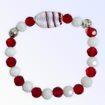 Pulseira Zé Pelintra vermelha e branca com búzios Cristal e Silicone