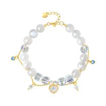 Pulseira Zircon Heart Charm para mulheres, prata esterlina S925 Pulseira Zircon Heart Charm para mulheres, prata esterlina S925