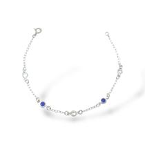 Pulseira Zircônia Safira 18 cm - Prata 925 - Elo Português Pulseira Zircônia Safira 18 cm - Prata 925 - Elo Português