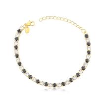 Pulseira Zircônias Negras Cristal Folheada A Ouro Pulseira Zircônias Negras Cristal Folheada A Ouro