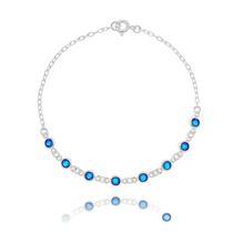 Pulseira zircônias redondas azul royal 19cm em Prata 925 Pulseira zircônias redondas azul royal 19cm em Prata 925