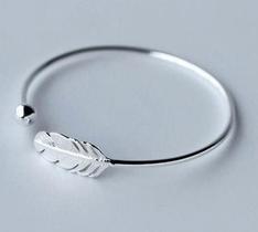 Pulseiras 925 pulseira de temperamento de abertura de penas de prata