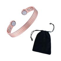Pulseiras Ajustáveis De Cobre Puro Em Ouro Rosé Para Homens E Mulheres, Joias De Saúde Com Ímãs