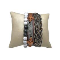 Pulseiras Alok Masculinas De Couro Kit C/3 Contemporânea Pulseiras Alok Masculinas De Couro Kit C/3 Contemporânea