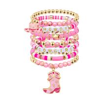 Pulseiras Artlunar Western Cowgirl Beaded Stretch Pink Pulseiras Artlunar Western Cowgirl Beaded Stretch Pink