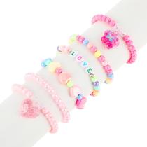 Pulseiras Aster Cute Kids Girls Pink LOVE Butterfly x6