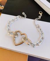 Pulseiras banhadas a Prata modelo Maximalismo com Coração