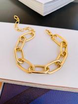 Pulseiras banhadas Unissex pulseiras masculinas elos quadrados Ouro e Ródio Negro Pulseiras banhadas Unissex pulseiras masculinas elos quadrados Ouro e Ródio Negro