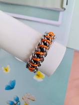 Pulseiras bracelete Maximalismo banhado a prata com macramê