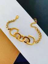 Pulseiras braceletes banhadas a Ouro Maxi elos Tendência Atual Pulseiras braceletes banhadas a Ouro Maxi elos Tendência Atual