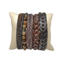 Pulseiras Bravura Masculinas De Couro Kit C/5 Pulseiras Bravura Masculinas De Couro Kit C/5