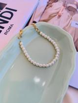 Pulseiras clássicas elegantes pulseira de pérolas banhado Ouro e Prata