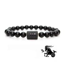 Pulseiras contas de pedra preta 12 constelações casal pulseira l 200-210mm