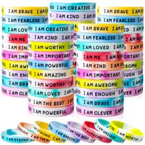 Pulseiras de borracha KUCLIN 100 peças inspiradoras para crianças Pulseiras de borracha KUCLIN 100 peças inspiradoras para crianças