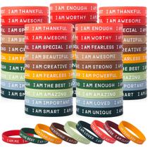 Pulseiras de borracha KUCLIN 100 peças inspiradoras para crianças Pulseiras de borracha KUCLIN 100 peças inspiradoras para crianças