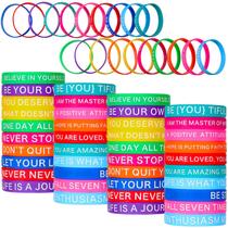 Pulseiras de borracha Sumind Motivational Quote 60 unidades para mulheres e homens Pulseiras de borracha Sumind Motivational Quote 60 unidades para mulheres e homens