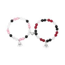 Pulseiras De Casal Em Forma De Coração Com Pingente De Aranha 2 Peças Elásticas Joias Tendência