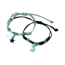 Pulseiras De Casal Luminous Star Cat Moon Ajustáveis Feitas À Mão Com Corda Joias Correspondentes