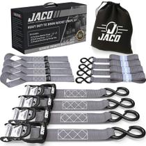 Pulseiras de catraca JACO Heavy Duty, pacote com 4, 1,6 cm x 2,4 m 2,4 kN Pulseiras de catraca JACO Heavy Duty, pacote com 4, 1,6 cm x 2,4 m 2,4 kN