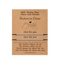 Pulseiras de código Morse Partner in Crime em prata 925 para mulheres