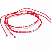 Pulseiras de código Morse vermelhas I Love You” em prata, conjunto de 2