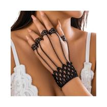 Pulseiras De Corrente De Dedo E Punho Em Renda Preta Vintage Para Mulheres, Braceletes De Metal Com Pulseiras De Corrente De Dedo E Punho Em Renda Preta Vintage Para Mulheres, Braceletes De Metal Com