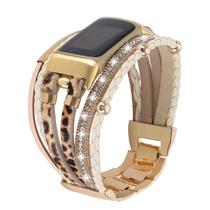 Pulseiras de couro compatíveis com Fitbit Charge 6/Charge 5 para mulheres