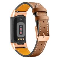 Pulseiras de couro de reposição Mtozon para Fitbit Charge 6/5 - Brown