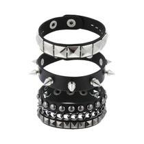 Pulseiras De Couro Vintage Unissex Estilo Punk Com Espinhos E Rebites, Acessórios Góticos De Rock