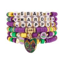 Pulseiras De Glitter Para Mulheres, Charme De Carnaval Com Contas Roxas E Verdes, Estilo Fleur De Pulseiras De Glitter Para Mulheres, Charme De Carnaval Com Contas Roxas E Verdes, Estilo Fleur De