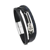 Pulseiras de joias de rock hip-hop pulseiras moda guitarra pulseira de couro PU para homens