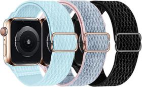 Pulseiras de nylon elástico Huoguo, com laço solo, compatível com Apple Watch 38 mm/40 mm/41 mm, elástico esportivo trançado ajustável, feminino, masculino, pulseira para iWatch Series 7/6/5/4/3/2/1 SE, pacote com 3 N 38 Pulseiras de nylon elástico Huoguo, com laço solo, compatível com Apple Watch 38 mm/40 mm/41 mm, elástico esportivo trançado ajustável, feminino, masculino, pulseira para iWatch Series 7/6/5/4/3/2/1 SE, pacote com 3 N 38