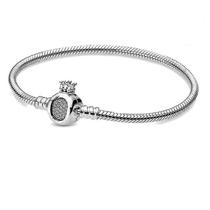 Pulseiras de prata esterlina pan charme pulseira de corrente 17cm